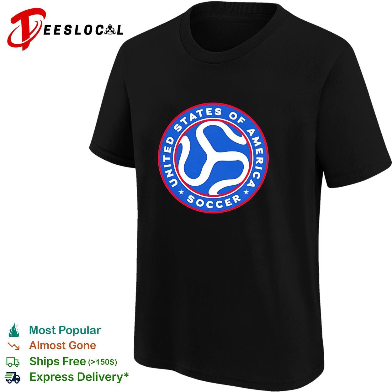 United States of America Soccer badge logo crest circle blue shirt