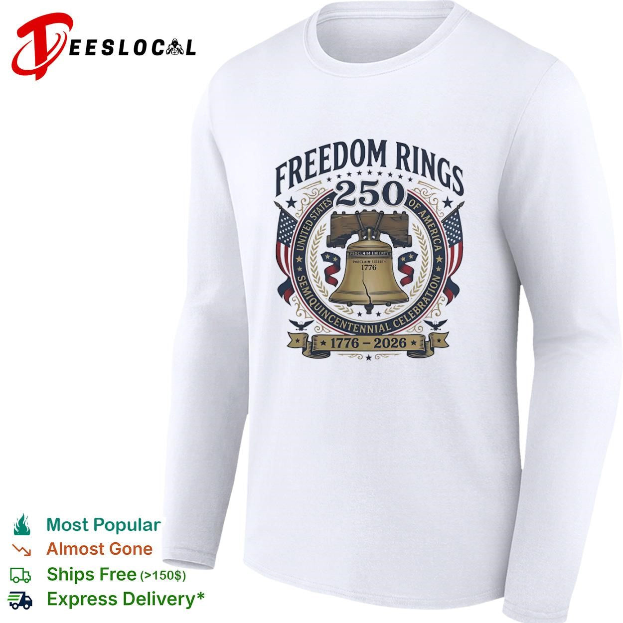 United States of America freedom rings 250 semiquincentennial celebration 1776 2026 liberty bell shirt