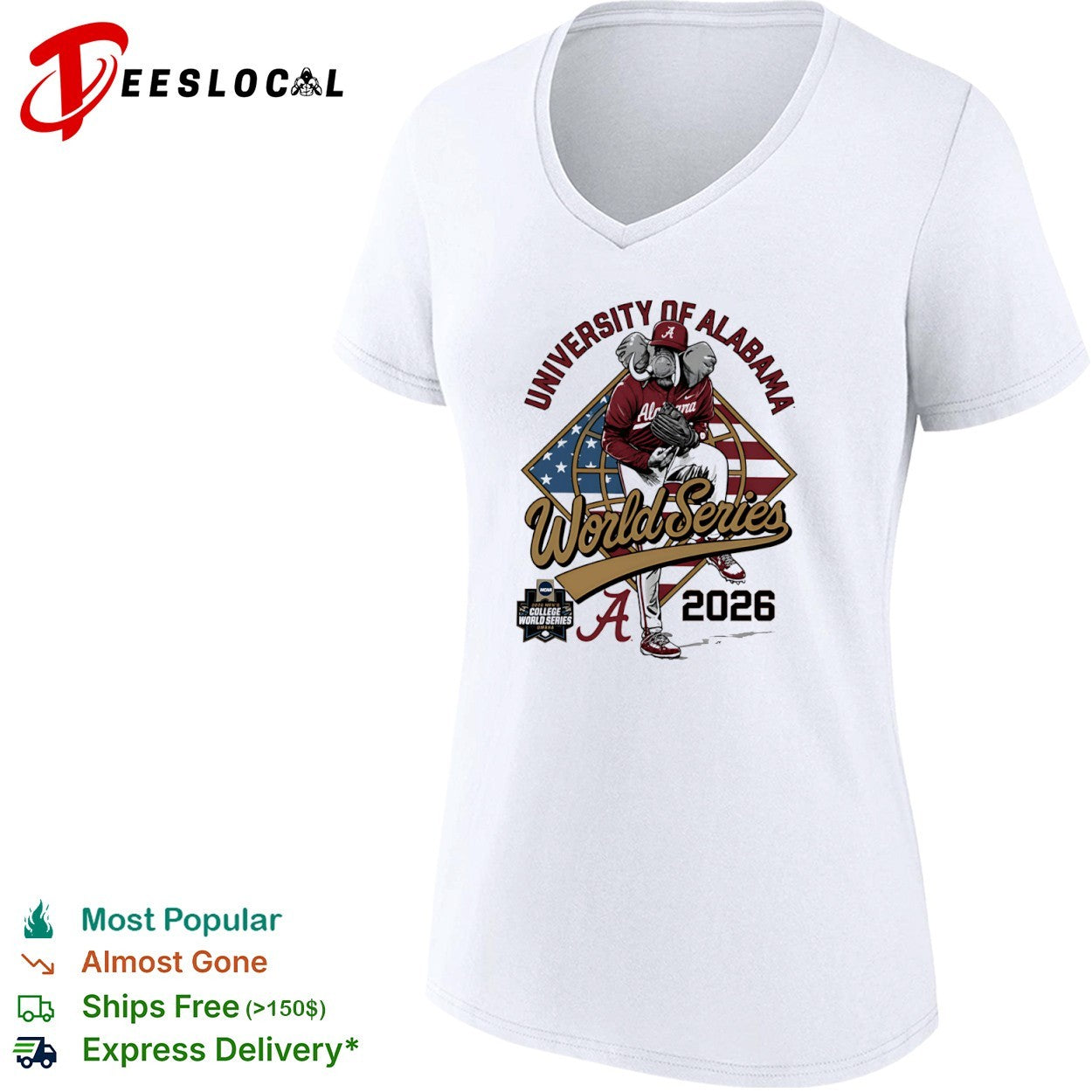 University of Alabama World Series 2026 Big Al Mascot NCAA College Baseball shirt