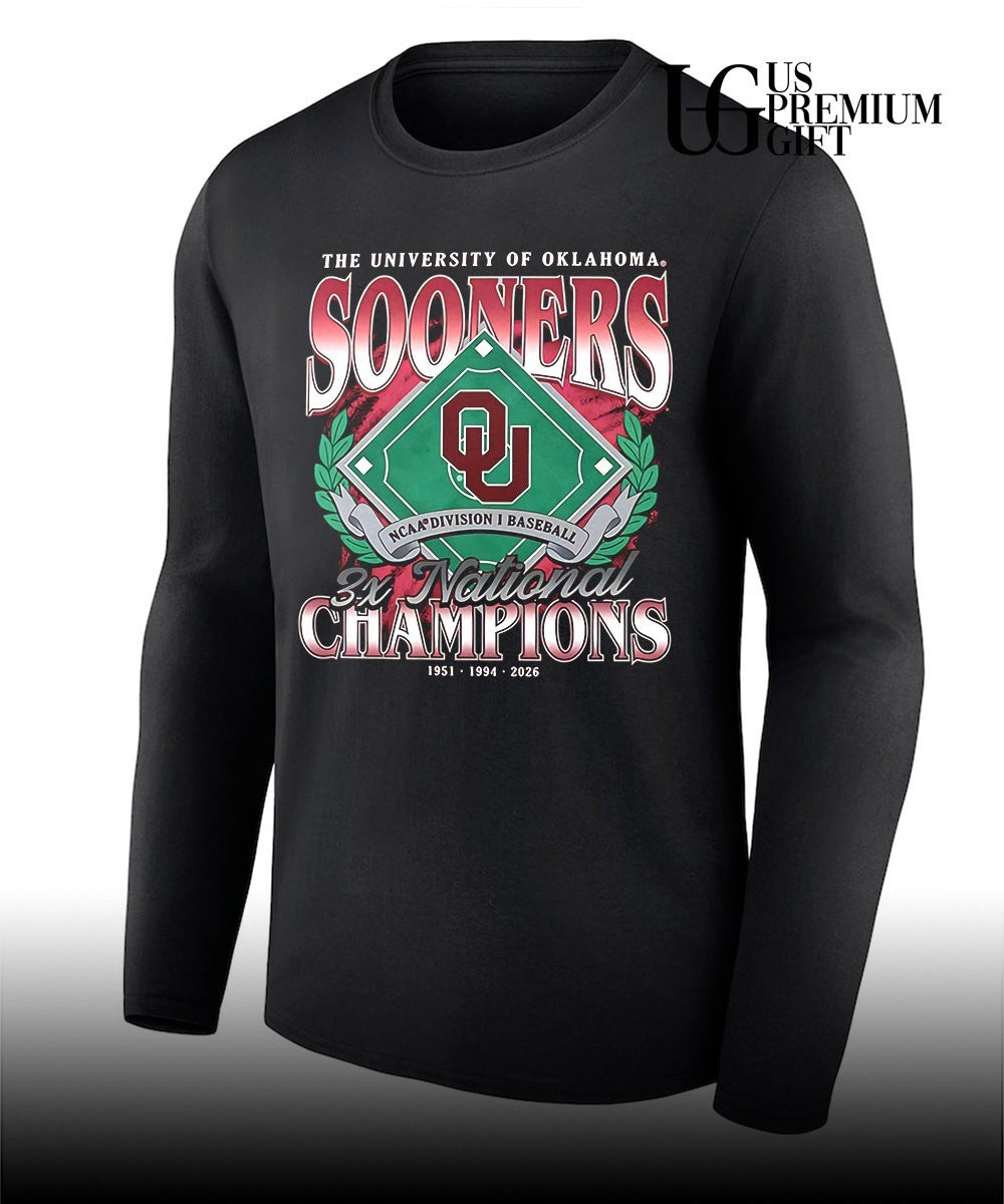 University of Oklahoma Sooners NCAA Division I Baseball 3X National Champions shirt