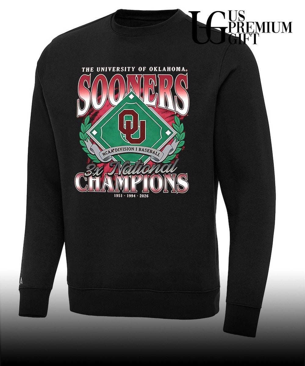 University of Oklahoma Sooners NCAA Division I Baseball 3X National Champions shirt