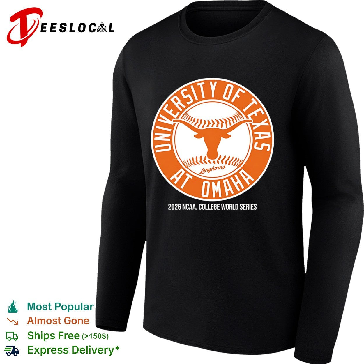 University of Texas at Omaha 2026 NCAA College World Series Longhorns Baseball shirt
