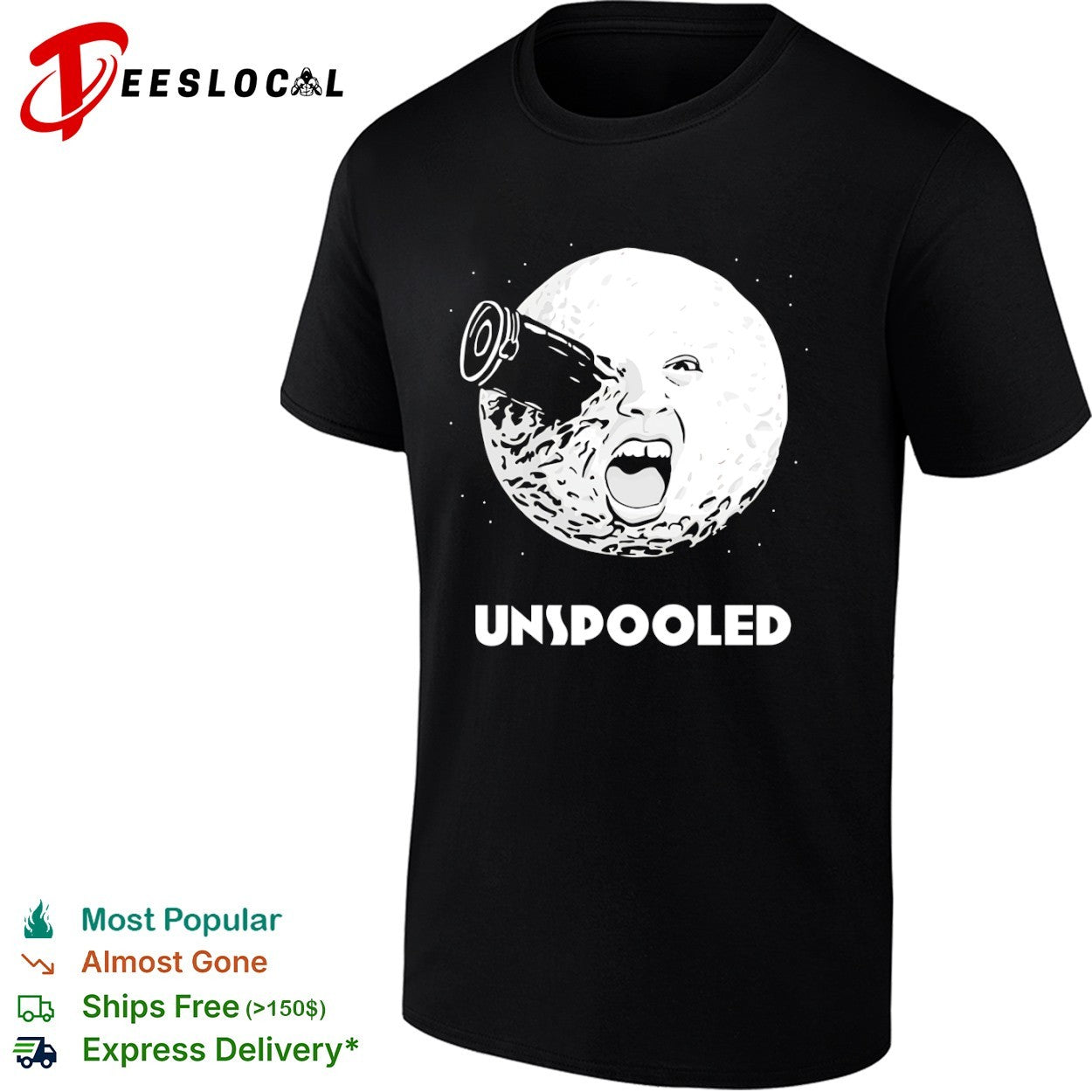Unspooled A Trip to the Moon Georges Melies Iconic Cinema Film Movie Parody shirt