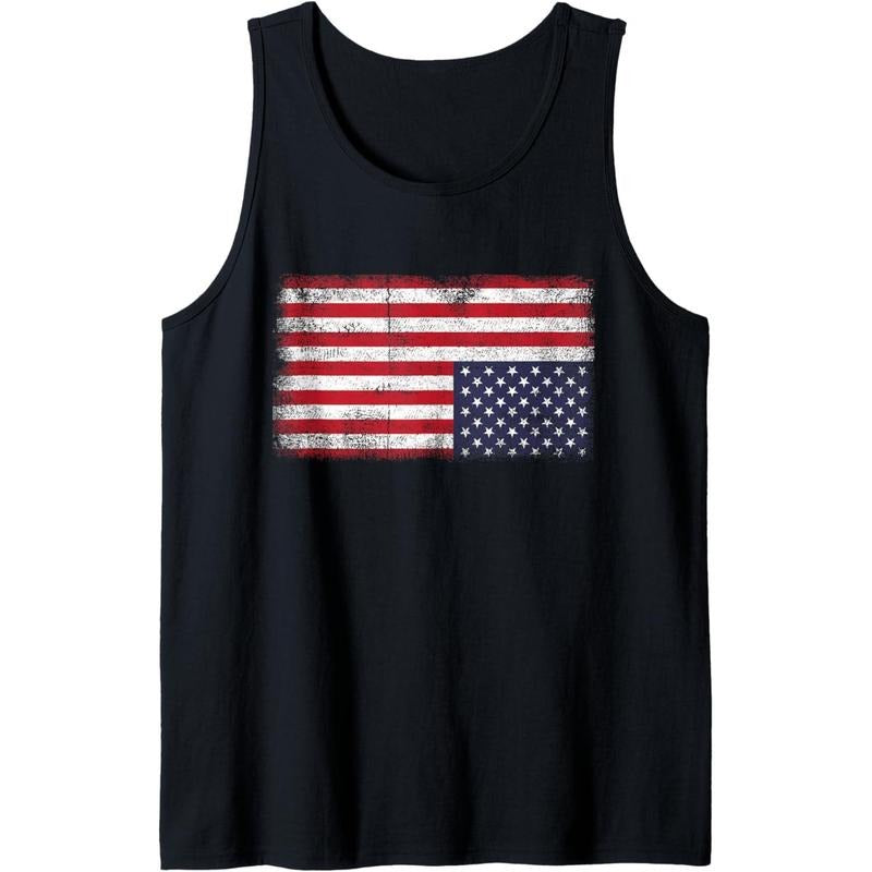 Upside Down American Flag Distress United States USA Tank Top made in USA