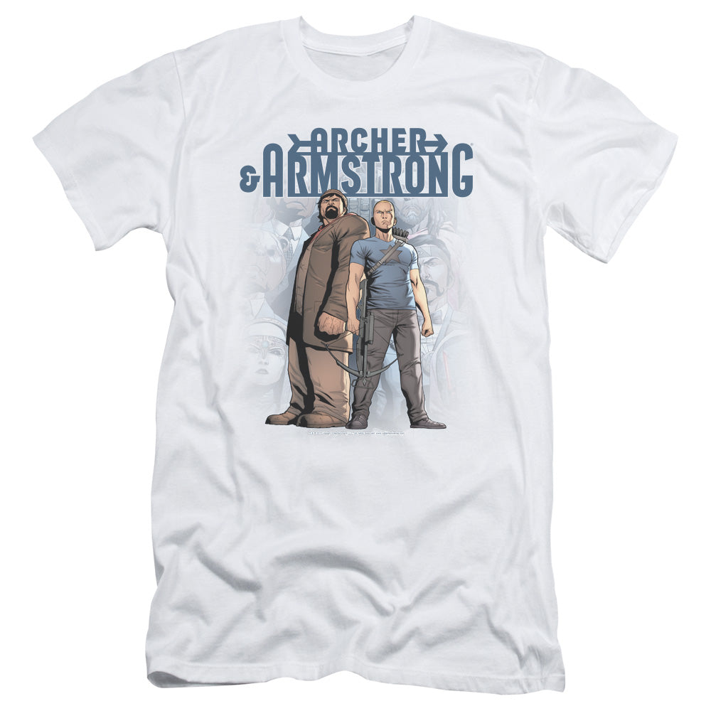 Archer & Armstrong Two Against All Slim Fit Mens T Shirt White - clothing by TeeHivey.com