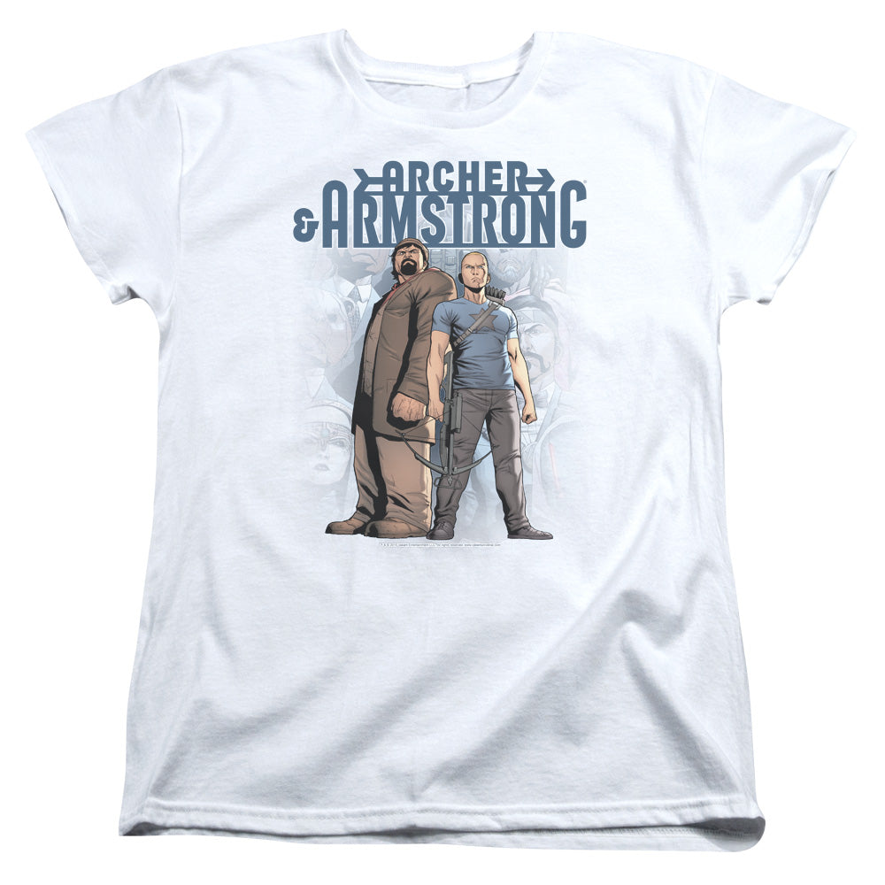 Archer & Armstrong Two Against All Womens T Shirt White - clothing by TeeHivey.com