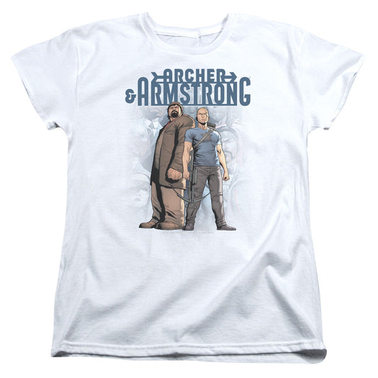 Archer & Armstrong Two Against All Womens T Shirt White - clothing by TeeHivey.com