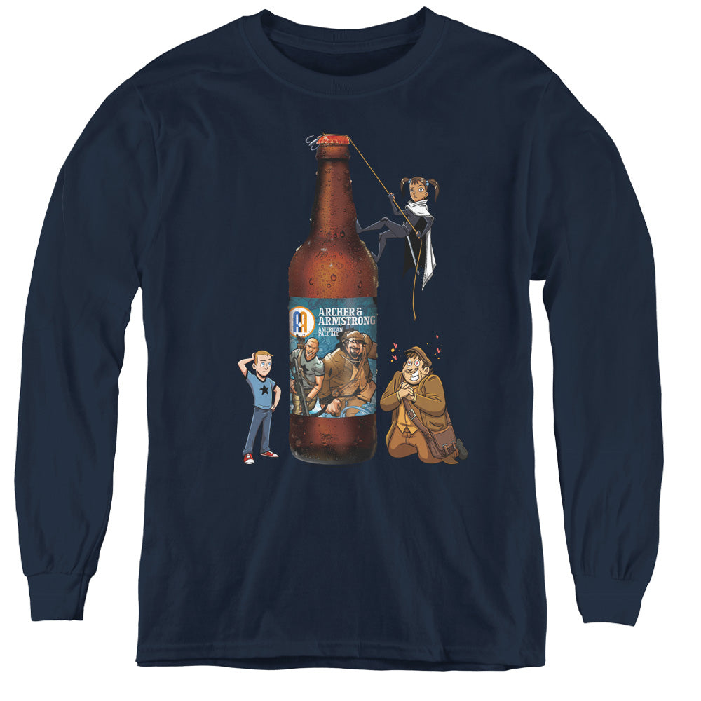 Archer & Armstrong Ale Long Sleeve Kids Youth T Shirt Navy Blue - clothing by TeeHivey.com