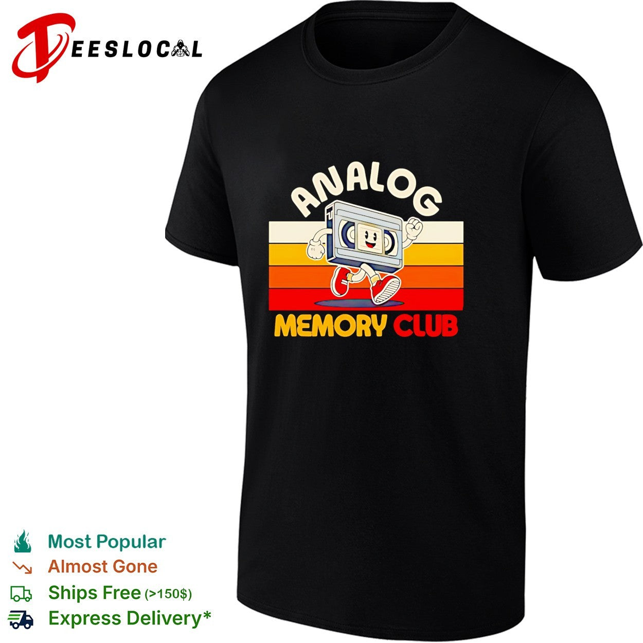 VHS tape running analog memory club retro shirt