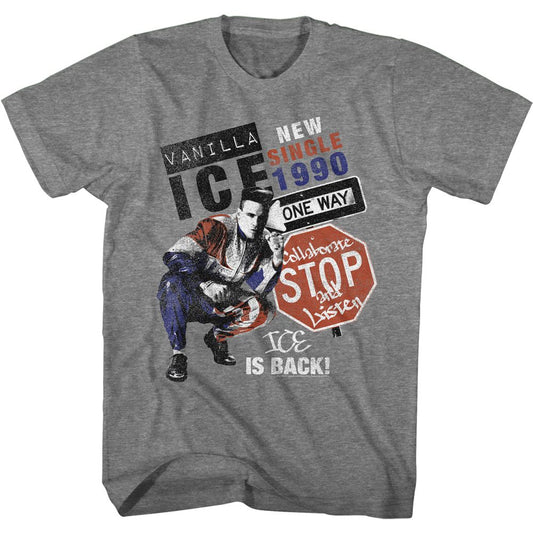 Vanilla Ice - Collab & Listen - Short Sleeve - Heather - Adult - T-Shirt - clothing by TeeHivey.com