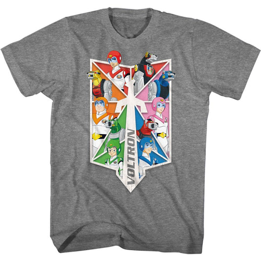 Voltron - Sword Pilots & Lions - Short Sleeve - Heather - Adult - T-Shirt - clothing by TeeHivey.com