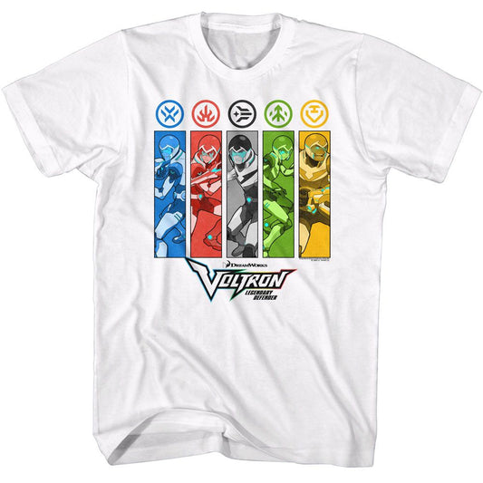 Voltron - Rectangles And Icons - American Classics - Solid White Adult Short Sleeve T-Shirt (Image 1)