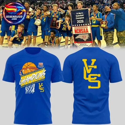 Vance Charter NCHSAA 1A Men’s Basketball State Championship Champions Two Sided Shirt