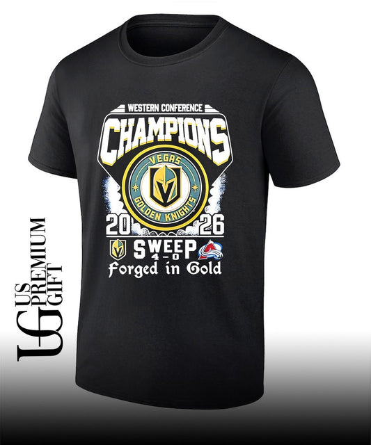 Vegas Golden Knights vs Colorado Avalanche Western Conference Champions 2026 Sweep forged in Gold shirt