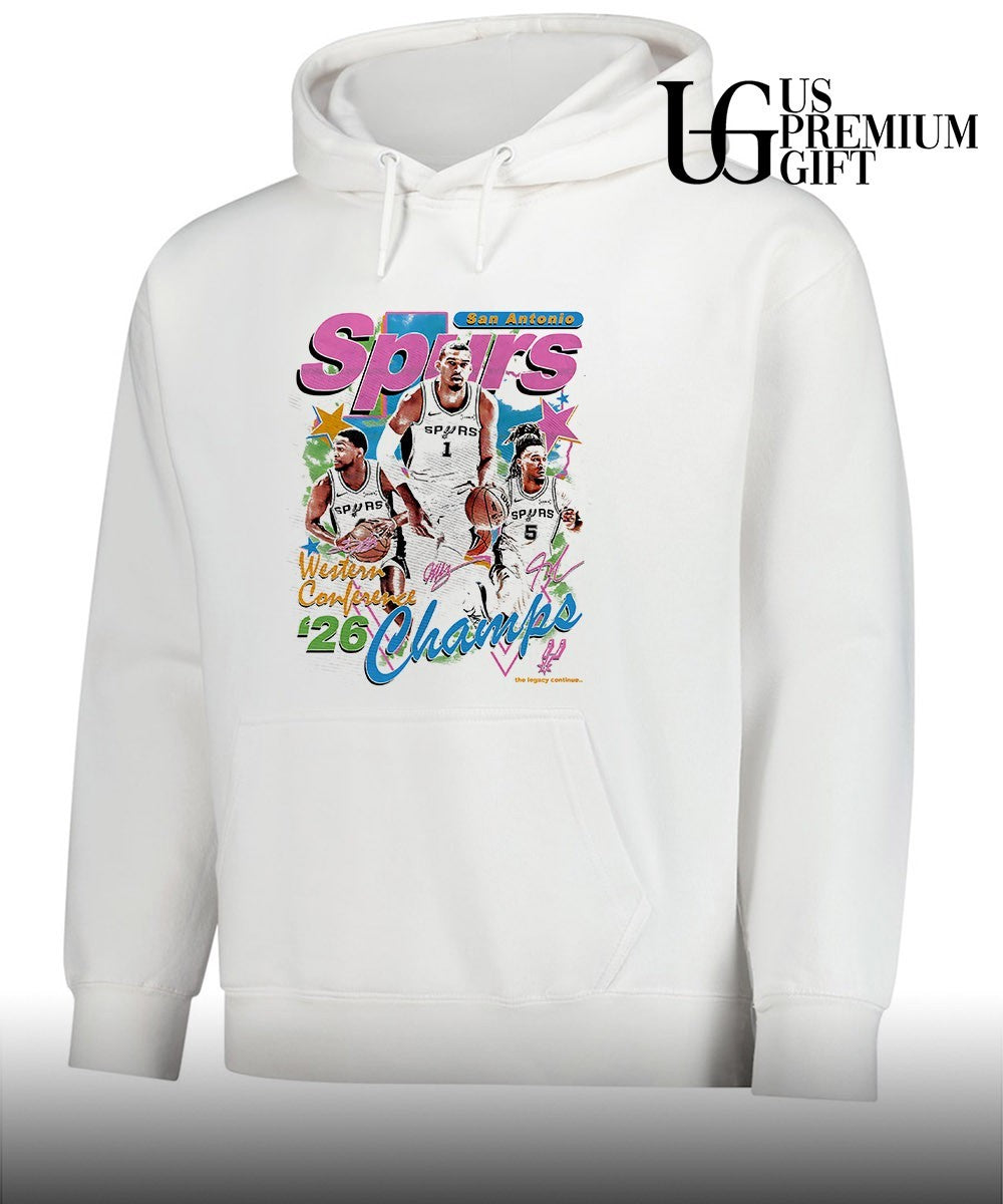 Victor Wembanyama Devin Vassell and Keldon Johnson San Antonio Spurs NBA Western Conference Champions 2026 signature shirt