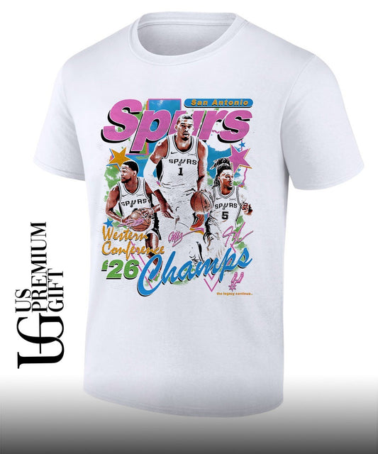 Victor Wembanyama Devin Vassell and Keldon Johnson San Antonio Spurs NBA Western Conference Champions 2026 signature shirt