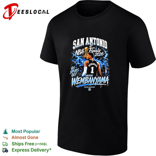 Victor Wembanyama San Antonio Spurs Basketball NBA Finals 2026 lightning graphic shirt