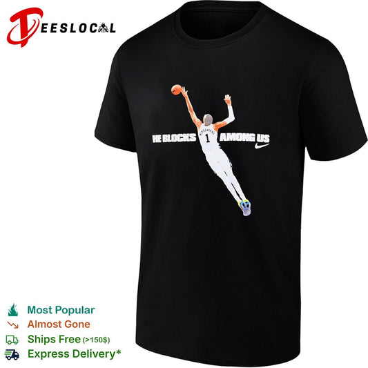 Victor Wembanyama San Antonio Spurs NBA He Blocks Among Us t shirt