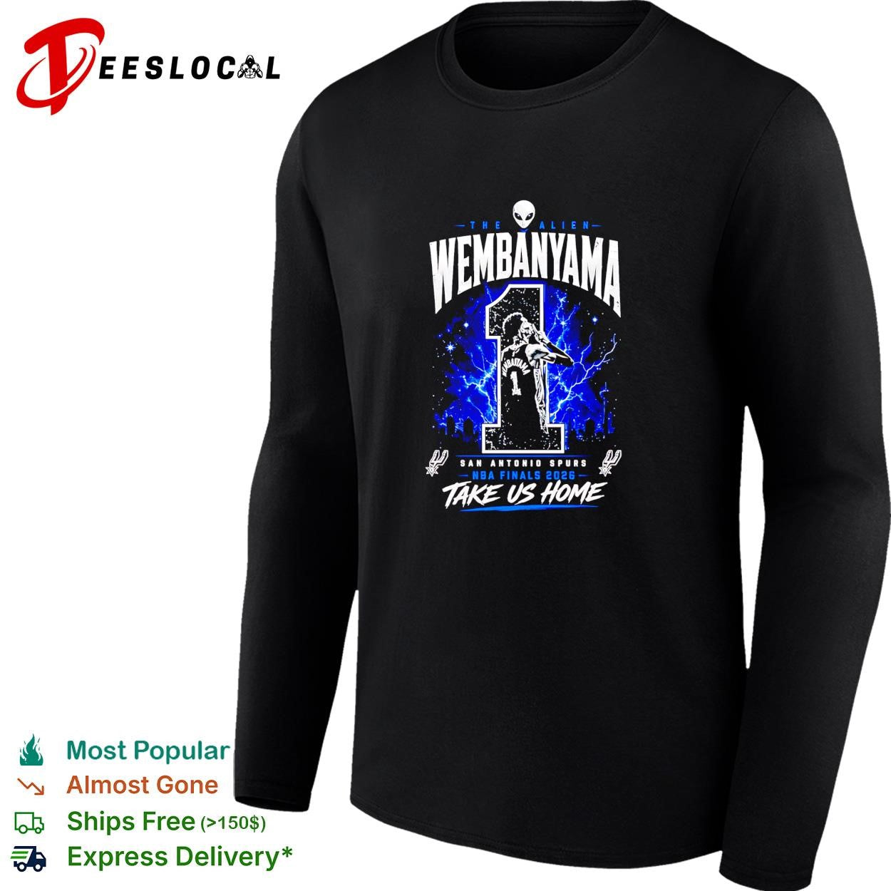 Victor Wembanyama San Antonio Spurs number 1 NBA Finals 2026 take us home alien shirt