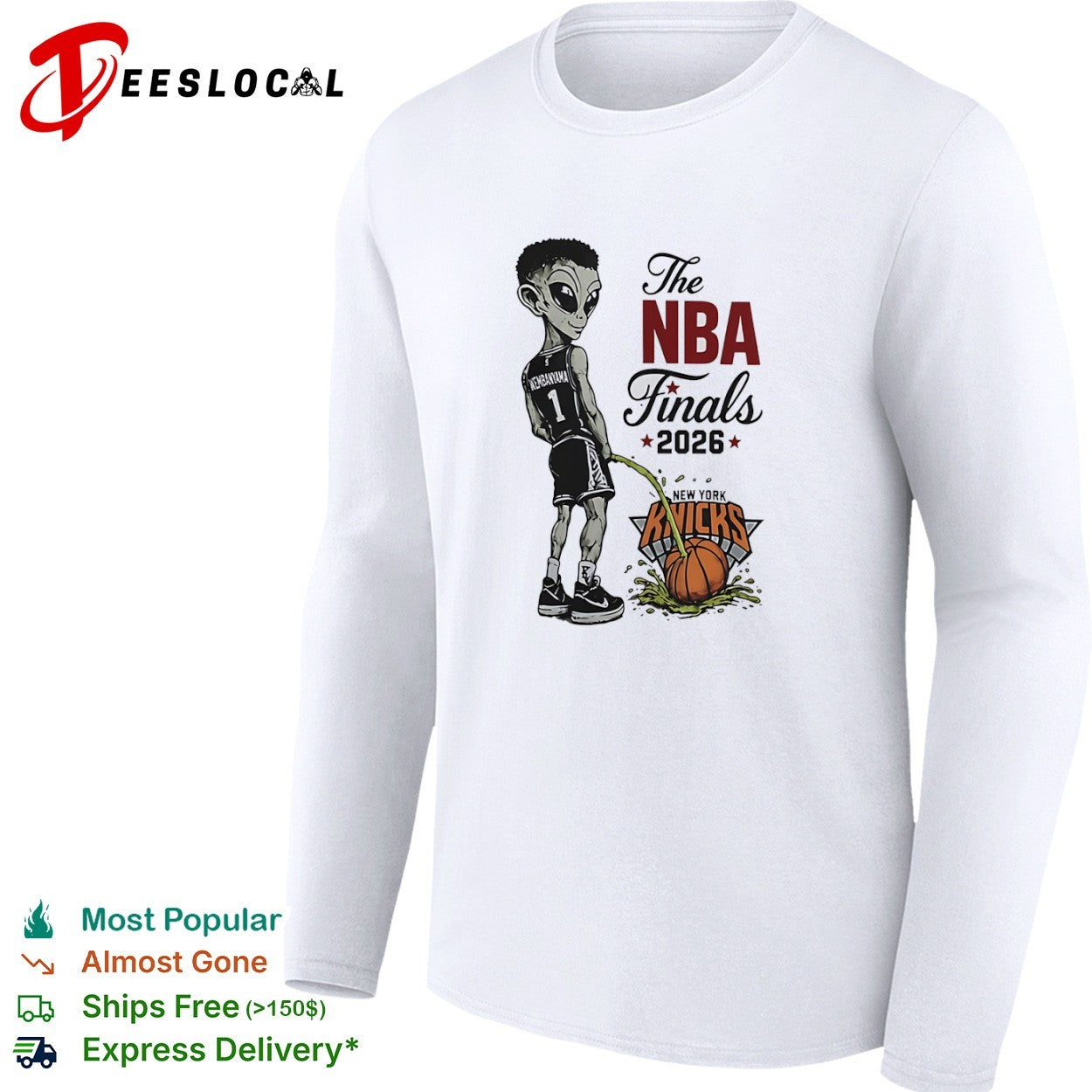 Victor Wembanyama San Antonio Spurs peeing alien the NBA Finals 2026 New York Knicks shirt