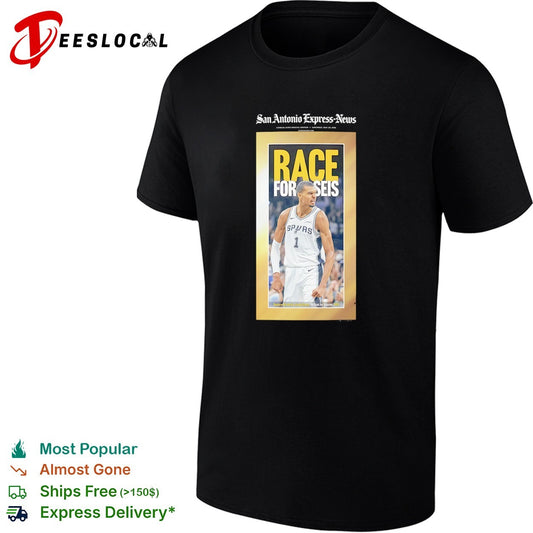 Victor Wembanyama San Antonio Spurs race for seis Express News newspaper cover shirt