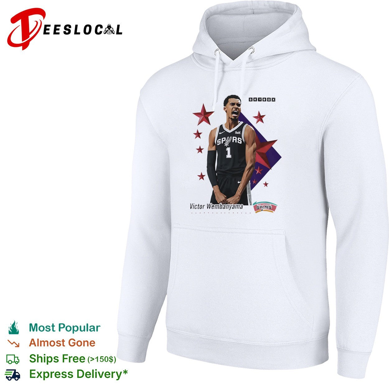 Victor Wembanyama San Antonio Spurs red stars Skybox shirt