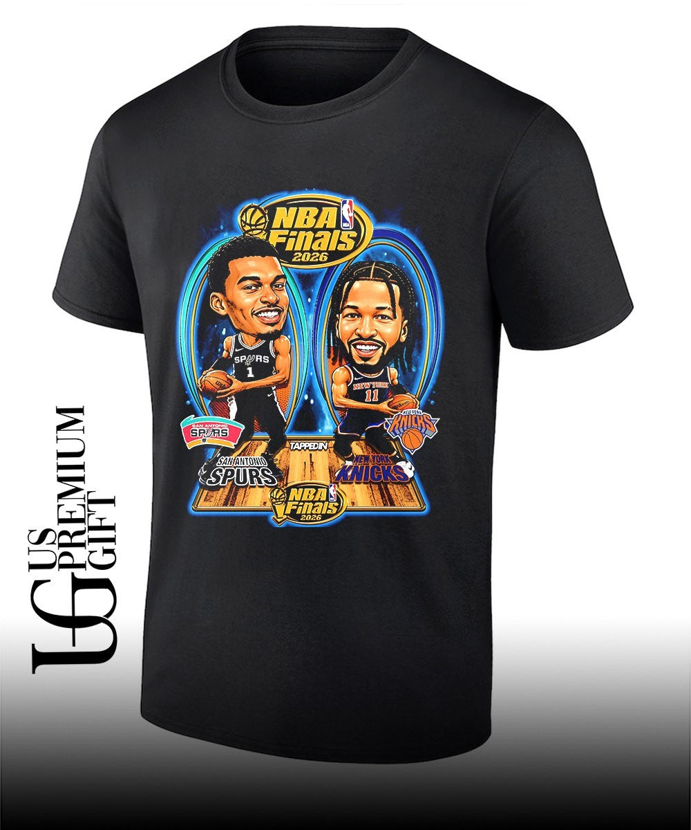 Victor Wembanyama Spurs and Jalen Brunson Knicks 2026 NBA Finals basketball caricature shirt