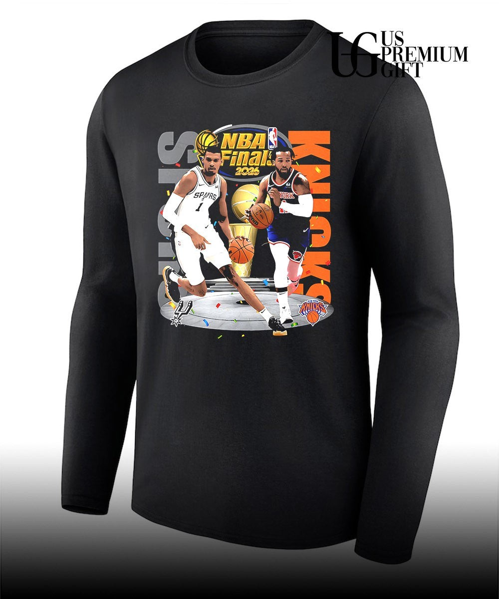 Victor Wembanyama Spurs vs Jalen Brunson Knicks NBA Finals 2026 trophy shirt