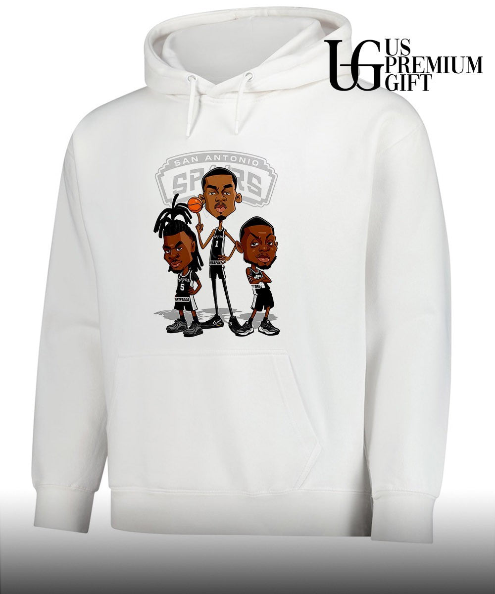 Victor Wembanyama Stephon Castle and De’Aaron Fox San Antonio Spurs NBA caricature shirt