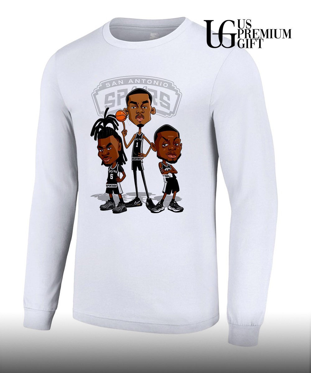 Victor Wembanyama Stephon Castle and De’Aaron Fox San Antonio Spurs NBA caricature shirt