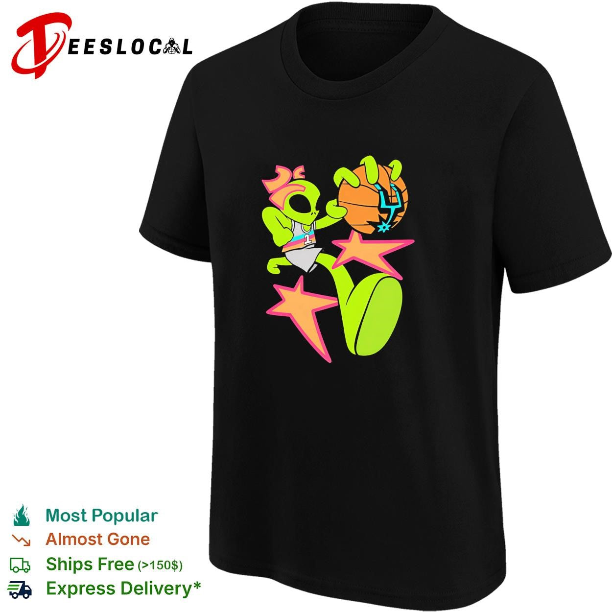Victor Wembanyama alien cartoon San Antonio Spurs neon dunk stars shirt