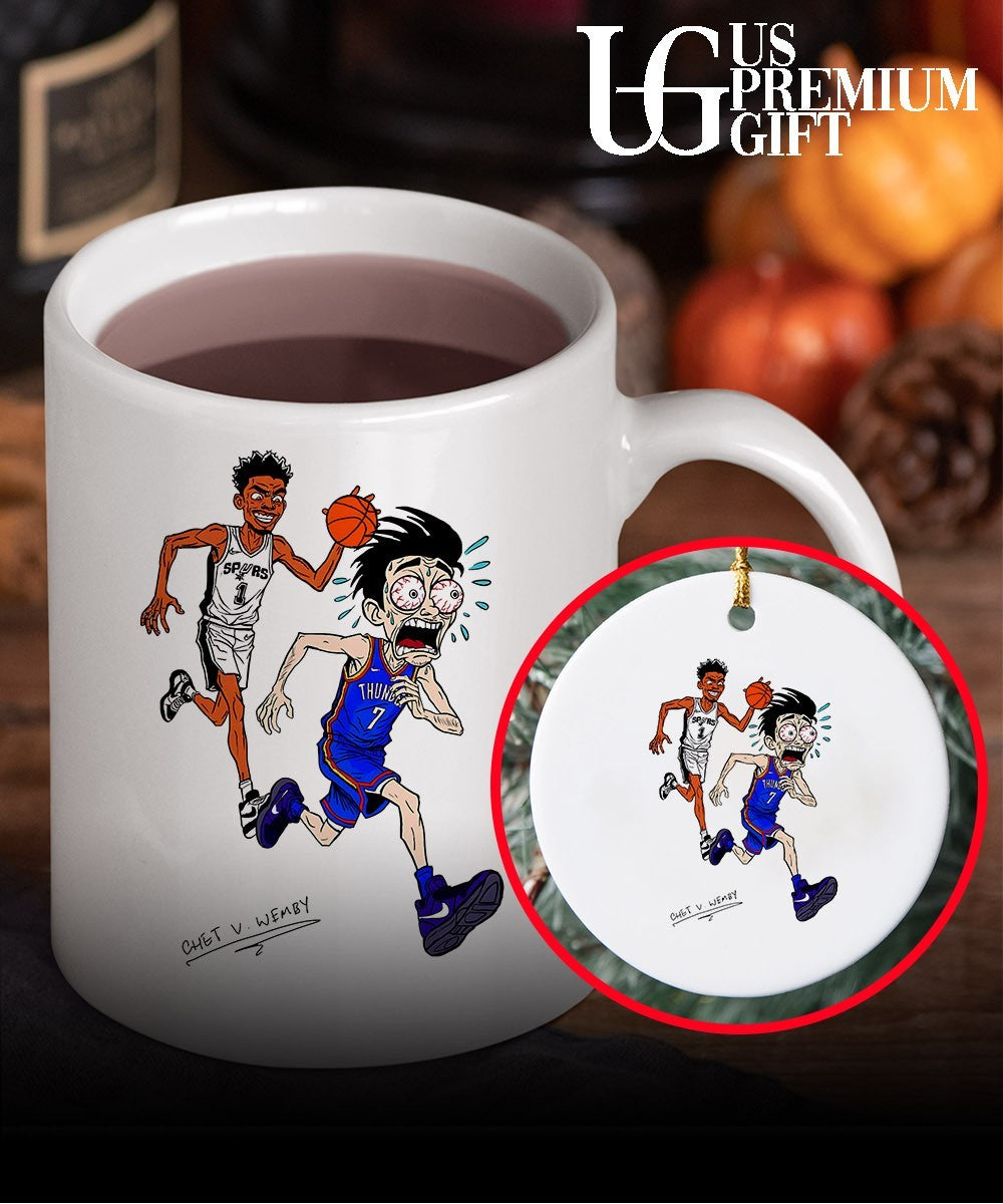 Victor Wembanyama chasing Chet Holmgren Spurs Thunder NBA basketball Finals 2026 NBA fan art shirt