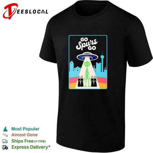 Victor Wemby Go Spurs Go alien UFO abduction San Antonio skyline retro poster shirt