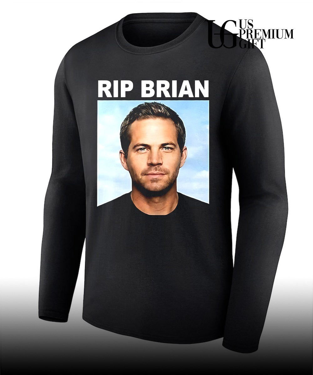 Vin Diesel wearing RIP Brian portrait shirt