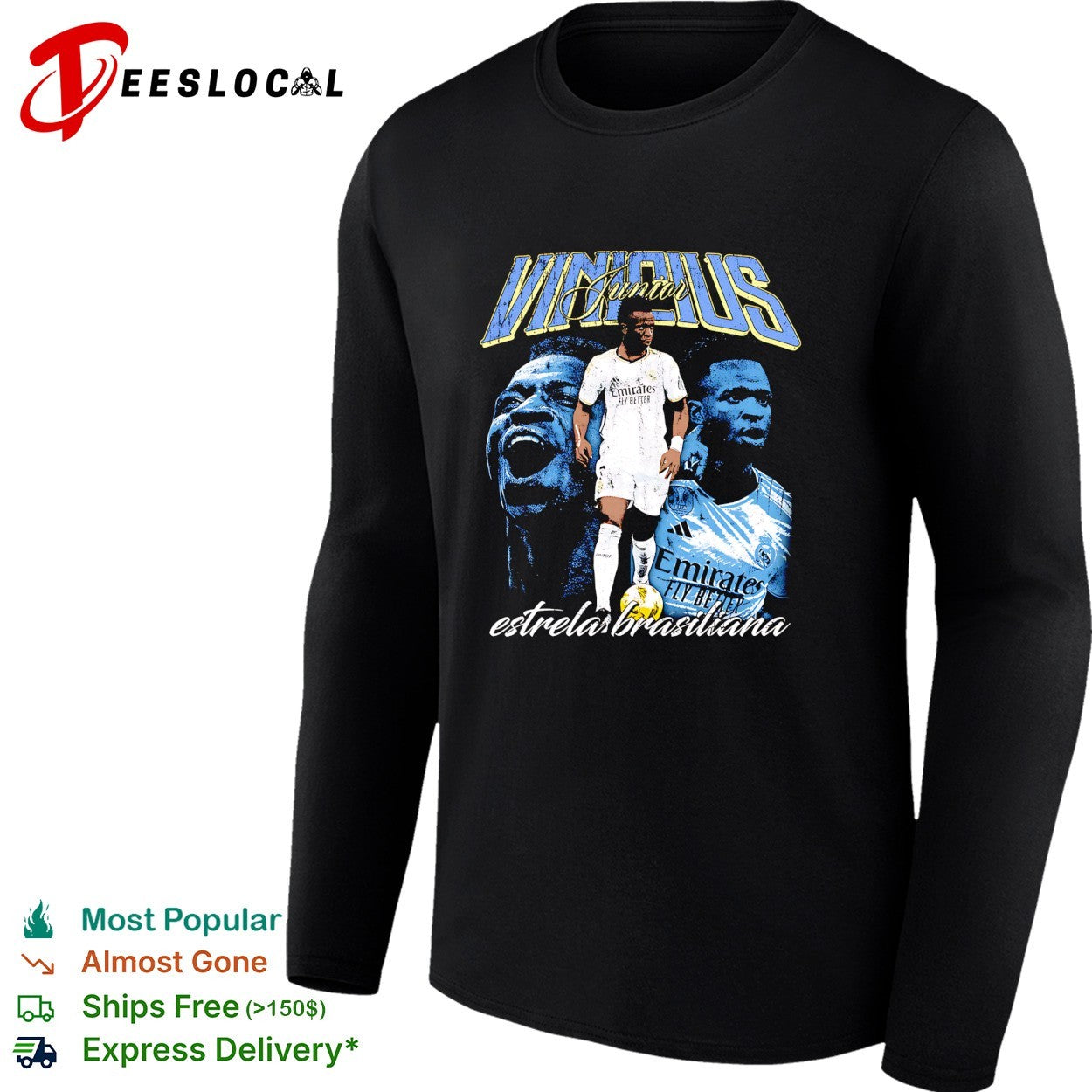 Vinicius Junior Real Madrid estrela brasileira portrait shirt