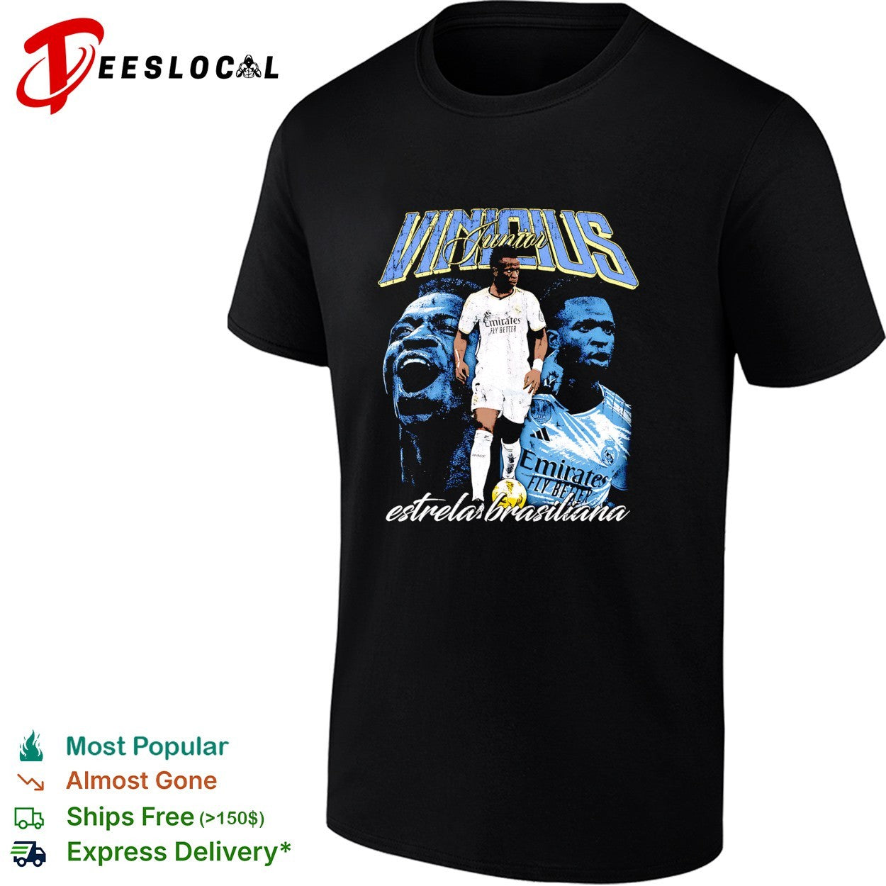 Vinicius Junior Real Madrid estrela brasileira portrait shirt