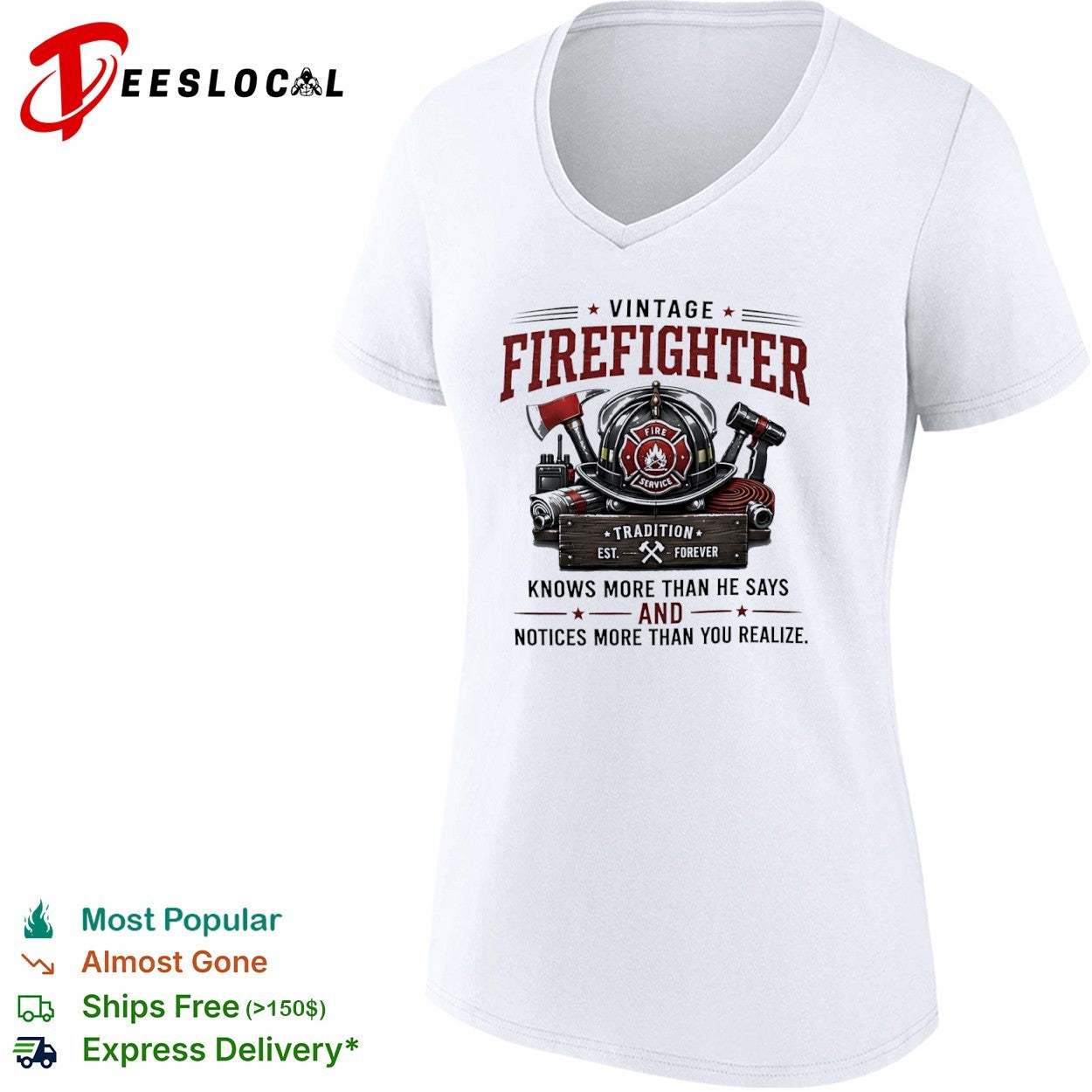 Vintage Firefighter Knows More than he Says and Notices More than you Realize shirt