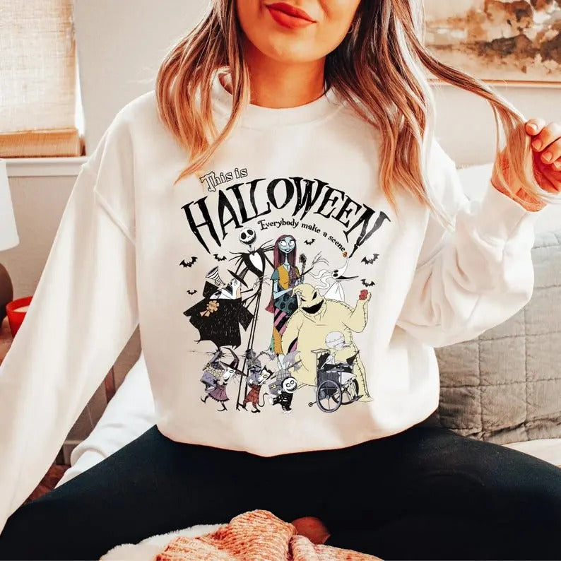 Vintage The Nightmare Before Christmas Sweatshirt, Jack Skellington Sweater, Sally Oogie Boogie Tee, land Halloween Party 2024 Shirt