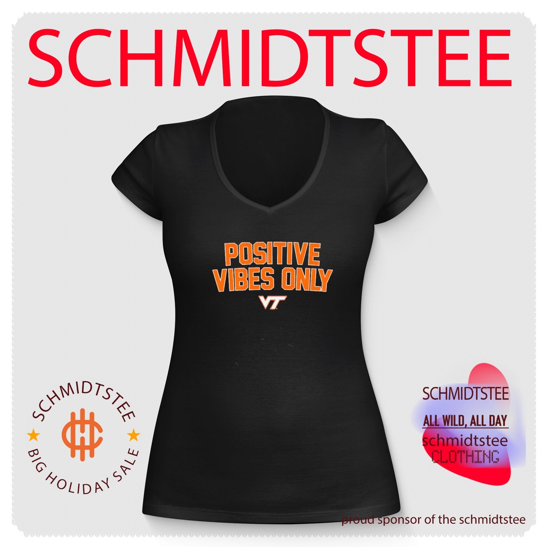 Virginia Tech Hokies Positive Vibes Only logo Shirt