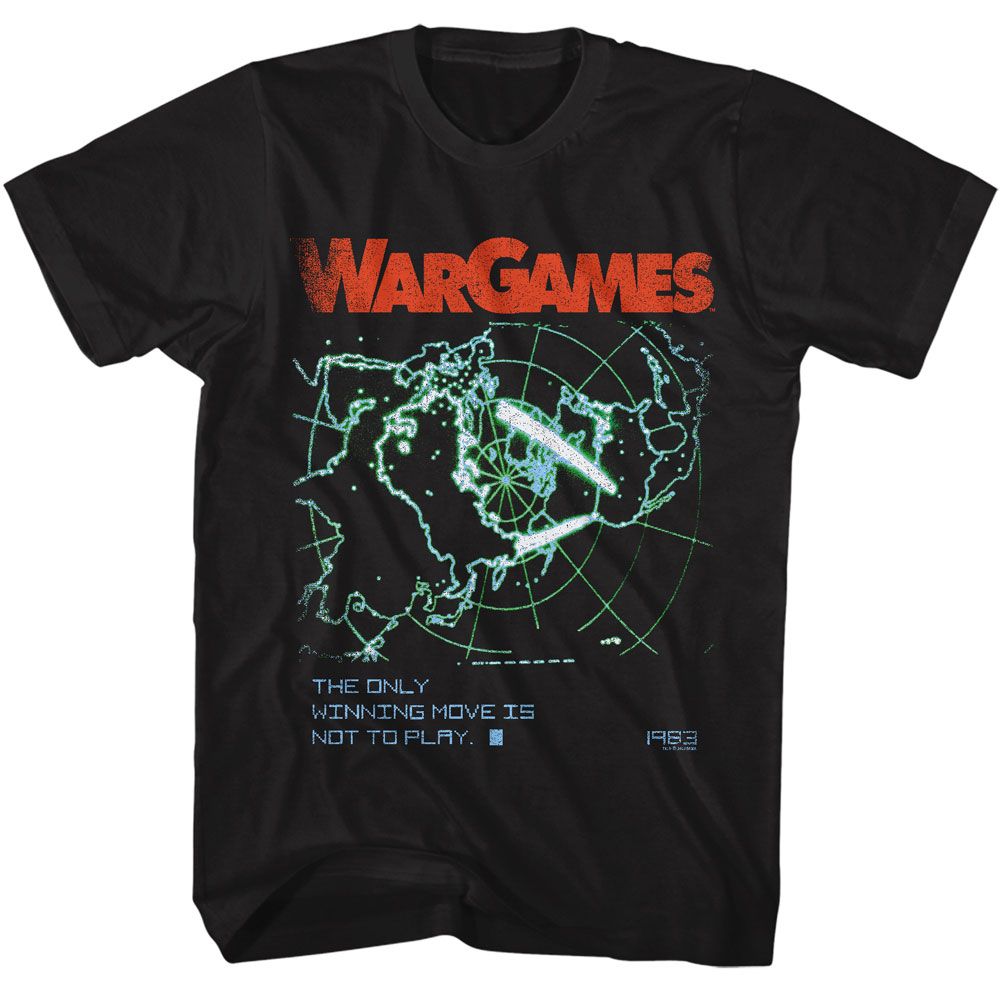 Wargames - Winning Move - American Classics - Solid Black Adult Short Sleeve T-Shirt - clothing by TeeHivey.com (Image 1)