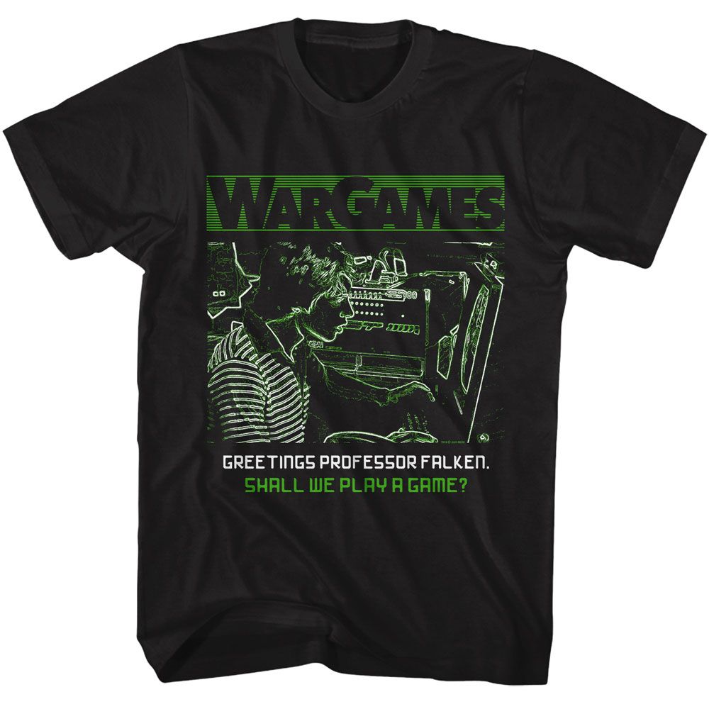 Wargames - Greetings Professor - American Classics - Solid Black Adult Short Sleeve T-Shirt (Image 1)