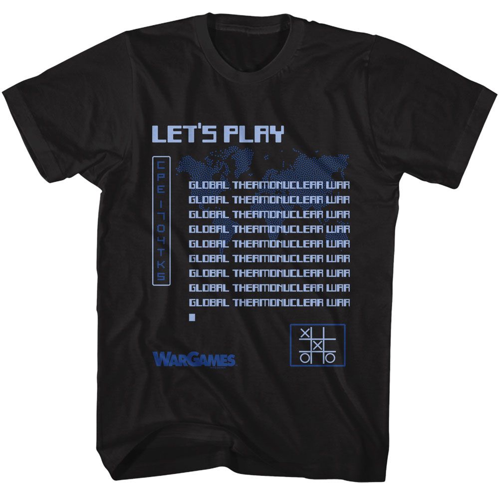 Wargames - Lets Play - American Classics - Solid Black Adult Short Sleeve T-Shirt - clothing by TeeHivey.com (Image 1)
