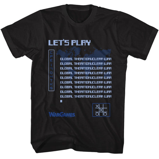 Wargames - Lets Play - American Classics - Solid Black Adult Short Sleeve T-Shirt - clothing by TeeHivey.com (Image 1)