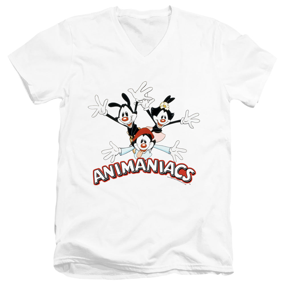 Animaniacs Animaniacs Trio Mens Slim Fit V-Neck T Shirt White - clothing by TeeHivey.com
