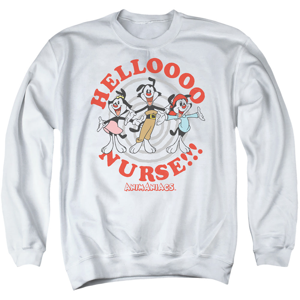Animaniacs Hello Nurse Mens Crewneck Sweatshirt White - clothing by TeeHivey.com (Image 1)