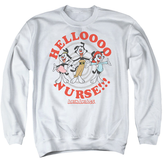 Animaniacs Hello Nurse Mens Crewneck Sweatshirt White - clothing by TeeHivey.com (Image 1)