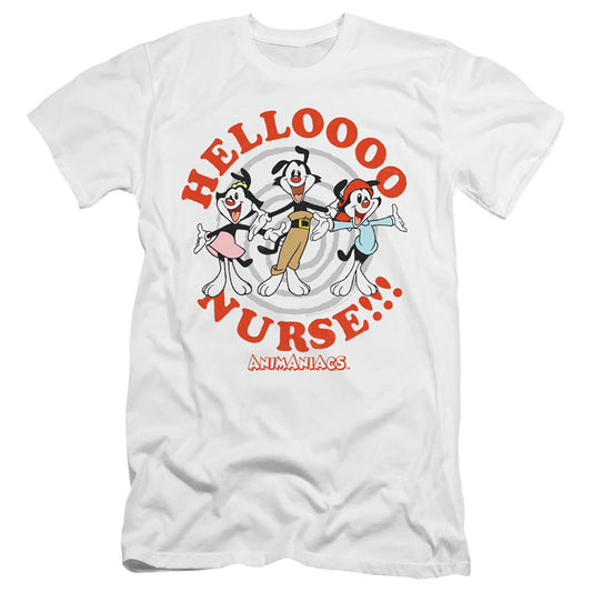 Animaniacs Hello Nurse Hbo Premium Bella Canvas Slim Fit Mens T Shirt White - clothing by TeeHivey.com
