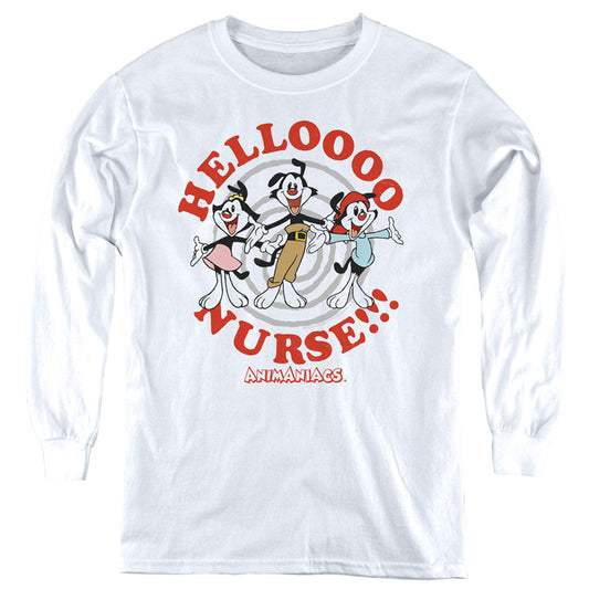 Animaniacs Hello Nurse Long Sleeve Kids Youth T Shirt White - clothing by TeeHivey.com