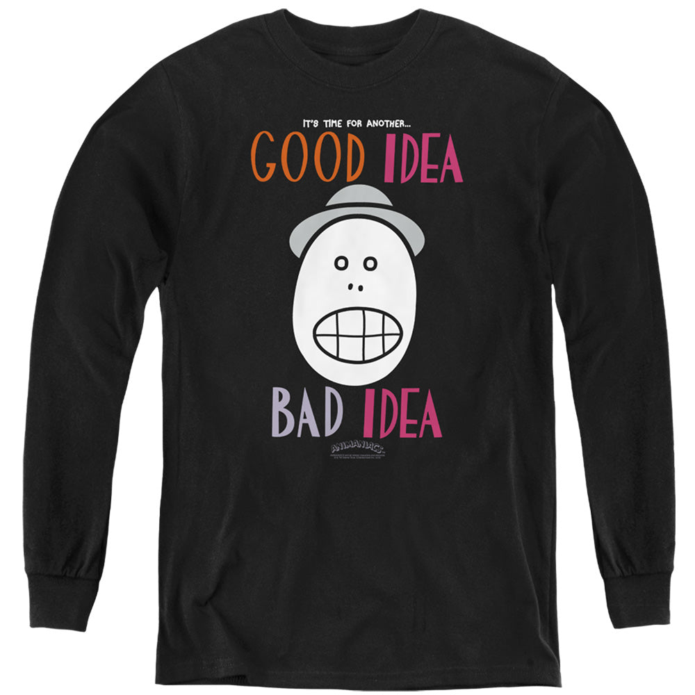 Animaniacs Good Idea Bad Idea Long Sleeve Kids Youth T Shirt Black - clothing by TeeHivey.com