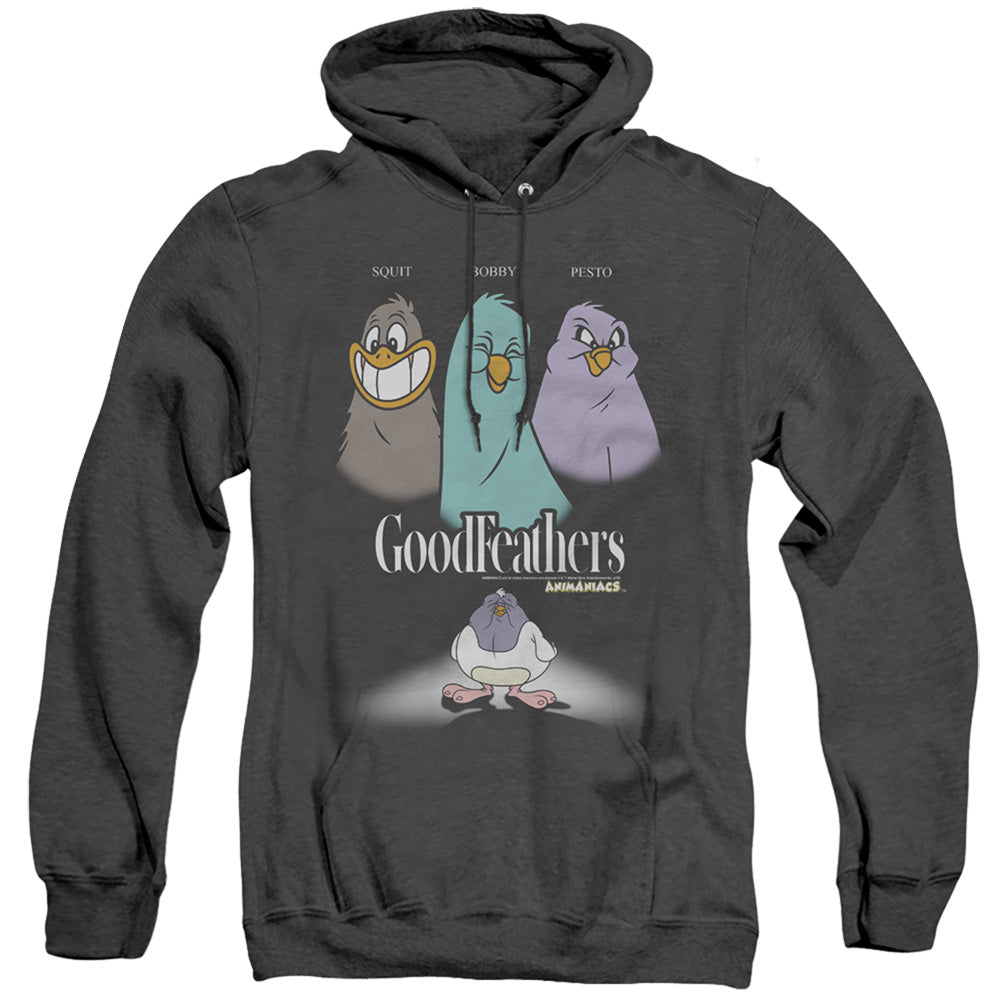 Animaniacs Goodfeathers Mens Heather Hoodie Black - clothing by TeeHivey.com